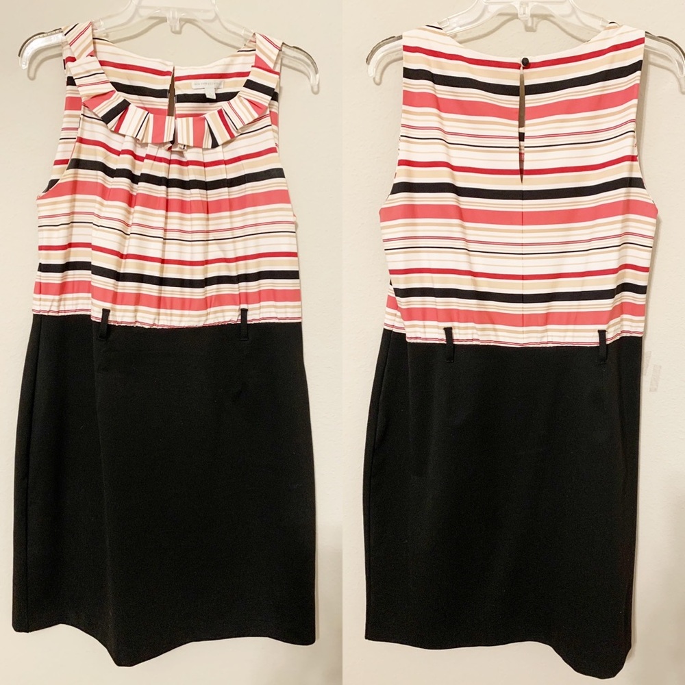 New York and Company (size XL) Sleeveless, Pleated, Ruffled Collar, Pencil Dress
